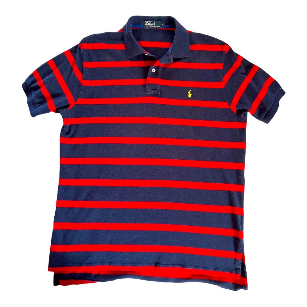 Men’s Ralph Lauren Polo Shirts Size L Navy Red Short Sleeve